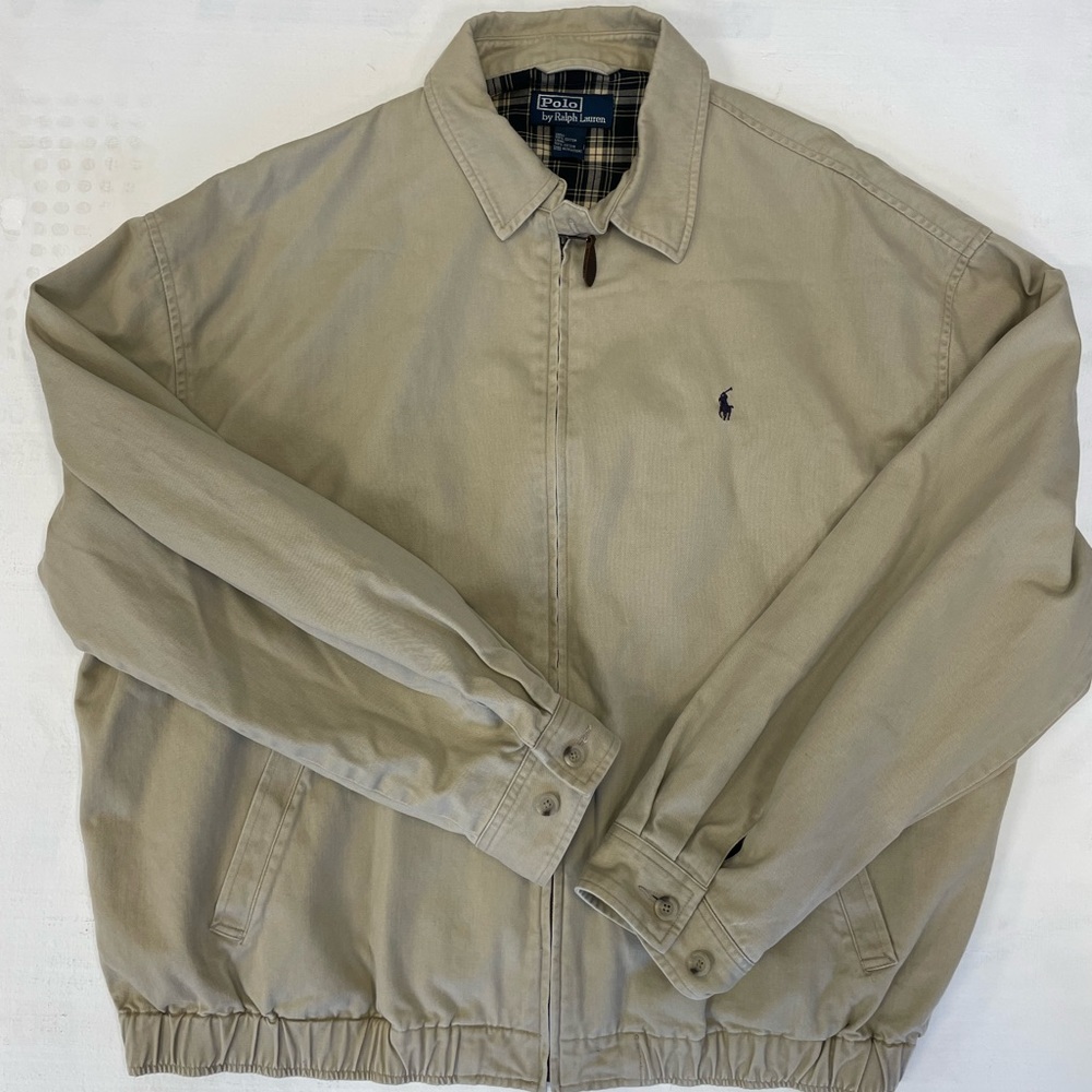 POLO RALPH LAUREN Vintage Soft Twill Bi-Swing Bomber Jacket in Khaki Size XXL